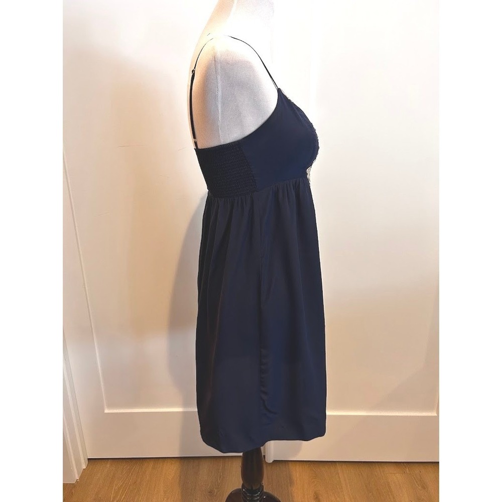 Lilly Pulitzer Navy Blue Gold Kelsea Empire Waist Dress Womens Size 4 Cocktail - Picture 3 of 9